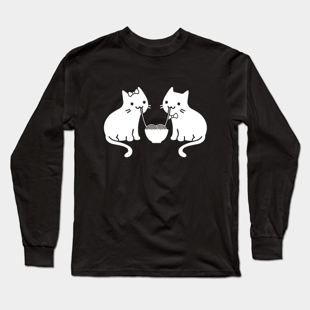 Cute Cat Eating Ramen With Girlfriend Long Sleeve T-Shirt by mrGoodwin90